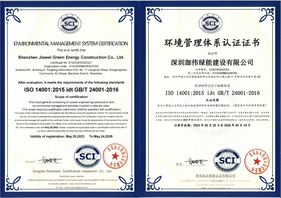 Environmental Management System Certificate